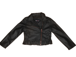 Limited Too Black Faux Leather Biker Jacket Girls Size 5/6 - £15.76 GBP