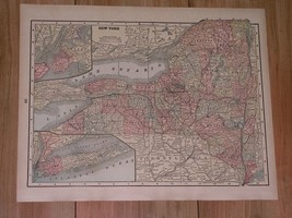 1895 Antique Map Of New York State / Verso Connecticut - £15.04 GBP