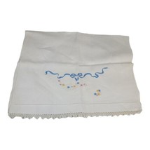 VTG Hand Embroidered Guest Hand Tea Towels Easter Basket Eggs Flower Cottagecore - £11.02 GBP