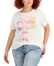 Disney Womens Trendy Plus Size Minnie Mouse-Graphic T-Shirt,Antique White,2X - $23.76