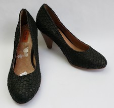 Miz Mooz Womens Shoes Heels Black Pumps Textured Fish Scale Seeley Size 7.5 - £47.59 GBP