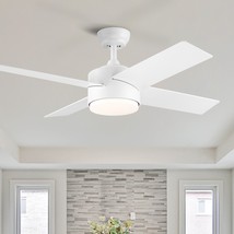 44 In Intergrated LED Ceiling Fan Lighting with White ABS Blade - £110.86 GBP