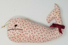 Christmas Ornament Whale Fabric Calico Red White Vintage 1970s Handmade  - £12.11 GBP