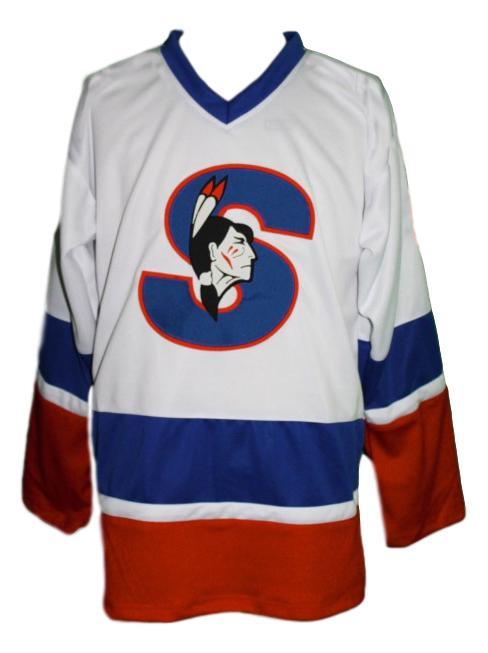 Picard  9 custom springfield indians retro hockey jersey white   1