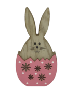 Easter Egg Wood Rabbit Bunny Cut Out Polka Dots Decor Display Pink Long ... - $13.56 CAD