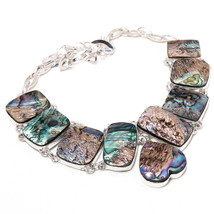 Abalone Shell Gemstone Handmade Christmas Gift Necklace Jewelry 18&quot; SA 2320 - £10.97 GBP