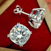 3Ct Cushion Cut Simulated Diamond Solitaire Stud Earrings in 925 Silver - £24.24 GBP