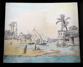 Vtg Art Pen Drawing Water Color &quot;The Island of Roda&quot; Beautiful Artwork Rare - €131,52 EUR