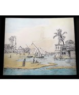 Vtg Art Pen Drawing Water Color &quot;The Island of Roda&quot; Beautiful Artwork Rare - €128,86 EUR