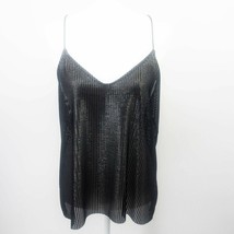 Zara Womens Camisole Cami Top Black Textured Spaghetti Strap V Neck L - £13.86 GBP
