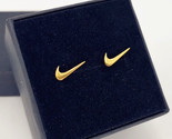 Nike Swoosh Gold - Plated Metal Stud Earrings, Pair, For Men or Women - £15.55 GBP