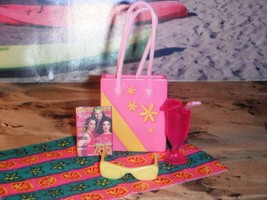 Fisher Price Loving Family Dollhouse Pink Beach Blanket Tropical Purse Drink Lot - £7.11 GBP