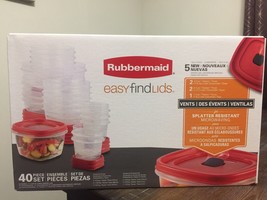 RUBBERMAID 40 PIECE EASY FIND RED VENTED LID CONTAINER SET NEW - £19.91 GBP
