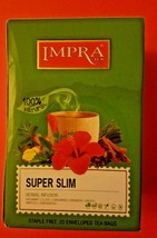 IMPRA SUPER SLIM HERBAL INFUSION STAPLE FREE 20 ENVELOPE TEA BAGS - $24.75