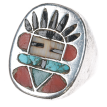 sz10.25 Frank Vacit Zuni channel inlay kachina ring - £792.31 GBP