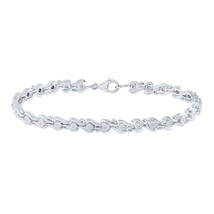 Sterling Silver Womens Round Diamond Fashion Bracelet 1/10 Cttw - £176.56 GBP