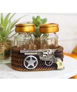 Ebros Cowboy Revolver Six Shooter Pistol Western Star &amp; Ropes Salt Peppe... - $30.07 CAD