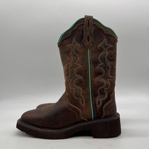 Justin Raya GY2900 Womens Brown Leather Mid-Calf Cowgirl Western Boots Size 6B - £43.61 GBP