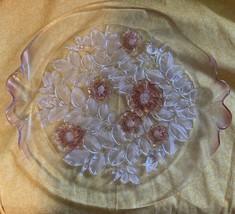 Mikasa - Rosella Pattern -Crystal Cake plate - Rosebud Feet - Round - Pink Roses - £18.56 GBP