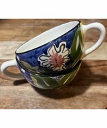 2 Crate &amp; Barrel Martinique Tea Cup | Hand Painted |Made In Portugal by ... - $44.13 CAD