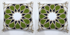Handmade Moroccan Embroidered Cushion Covers – 2 Boho Decorative Pillow-... - €102,73 EUR