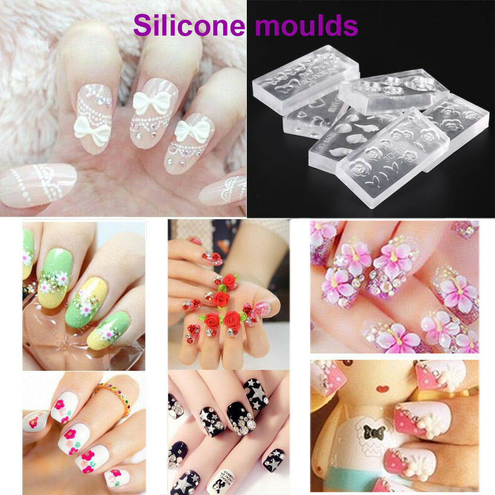 Clear Silicone Mould 3D DIY Nail Art Flower UV GEL Acrylic Powder Mold Decor