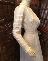 Antique White Edwardian Lawn Cotton Tea Dress XS - £106.65 GBP