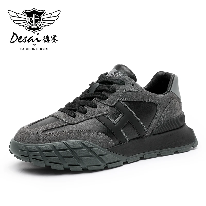 Men Casual Shoes Genuine Leather Male Sneakers Laces Up Breathable Winte... - $143.35