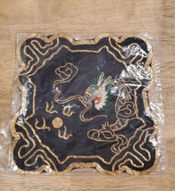 Chinese Dragon Pure Silk Needlepoint Gold &amp; Green Threads  Made in Shanghai - £15.05 GBP