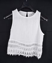 Miguelina Womens Tank Top Blouse White Lace Trim S - $39.60