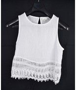 Miguelina Womens Tank Top Blouse White Lace Trim S - €33,90 EUR