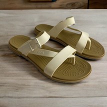 Crocs Iconic Comfort Sandals Women Tulum Toe Adjustable Strappy Off White Size 9 - £25.10 GBP