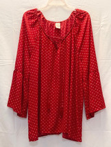 Women&#39;s plus size top 4X 26W-28W red with white pattern bell sleeves Faded Glory - £5.50 GBP