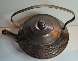 1970'S MCCOY TEA KETTLE COOKIE JAR HAMMERED BRONZE GLAZE POTTERY image 2