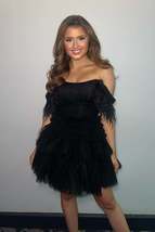 Black Multi-Layers Tulle Short Homecoming Dress with Feather - £109.51 GBP