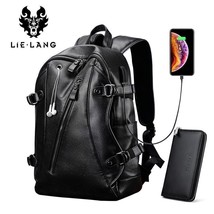 Men Backpack External USB Charge Waterproof Backpack Fashion PU Leather ... - £90.41 GBP+