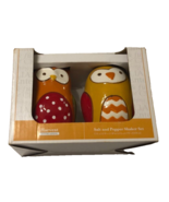 Set Owl Salt Pepper Shakers Kitchen Dinette Sandra Lee Boho Vintage 90s New - £9.01 GBP