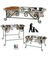 Wrought Iron DOG CAT FEEDER Metal Elevated Pet Food Water Bowl Stand  - $55.19 CAD+