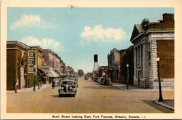 Canada Ontario Fort Frances Scott Street Jeweler Drugs Water Tower VTG Postcard - £7.34 GBP