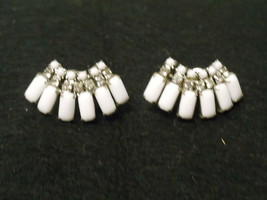 Vintage Rhinestone and White Bead Clip-On Earrings - £31.02 GBP