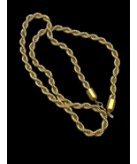 Vintage Monet Twisted Rope Chain Necklace 24&quot; Gold Tone 3/16&quot; Thickness - $26.92 CAD