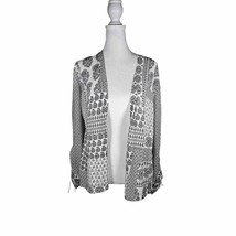 Chico&#39;s Womens White Black Paisley Print Open Front Cardigan Sweater Siz... - $27.71