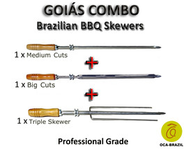 Goias Combo - Set of 3 - Brazilian Skewers for BBQ 28&quot; -  Professional Grade   - £39.50 GBP