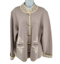 Wondrawool Knitting Needles Women&#39;s Wool Vintage Sweater Size L Gray Car... - £27.05 GBP