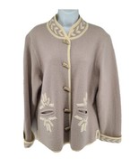 Wondrawool Knitting Needles Women&#39;s Wool Vintage Sweater Size L Gray Car... - £27.33 GBP