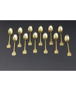Gold Plated Demitasse Mocca Spoons with Palm Tree Design Made in Japan S... - $32.38 CAD