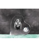American Bulldog - crystal clock in the shape of a heart with the image of a dog - $52.99
