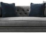 Luxury Tuxedo Velvet Tufted Track Arm Living Room Sofa, 85W Couch, Grey - $2,369.99