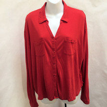 Staring at Stars L Red Button Down Hi Lo Long Sleeves Shirt - £17.25 GBP