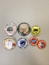7 Vtg Midwest Pin Back Button Lot Threshers Engine Tractor Machinist 80&#39;s 90&#39;s - £9.96 GBP